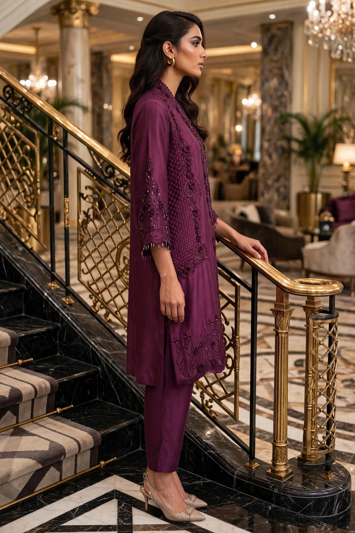 Plum basket weave -OXB-2589