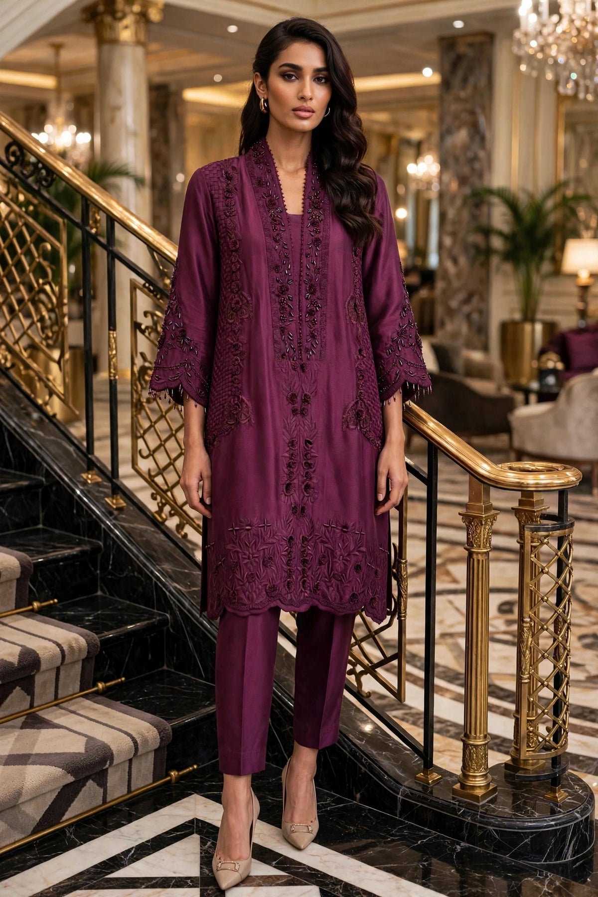 Plum basket weave -OXB-2589
